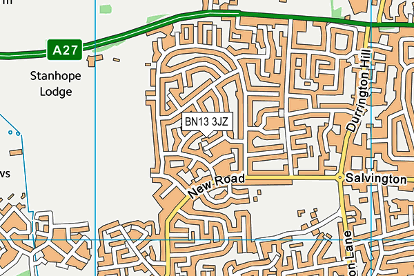 BN13 3JZ map - OS VectorMap District (Ordnance Survey)