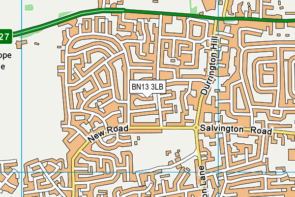 BN13 3LB map - OS VectorMap District (Ordnance Survey)