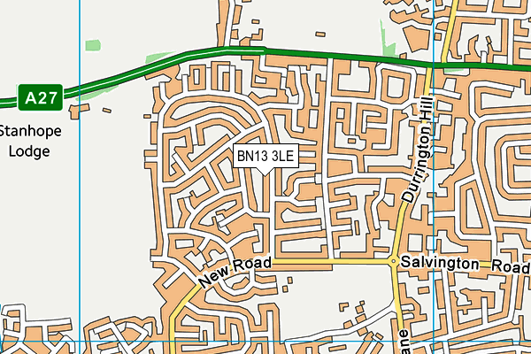BN13 3LE map - OS VectorMap District (Ordnance Survey)