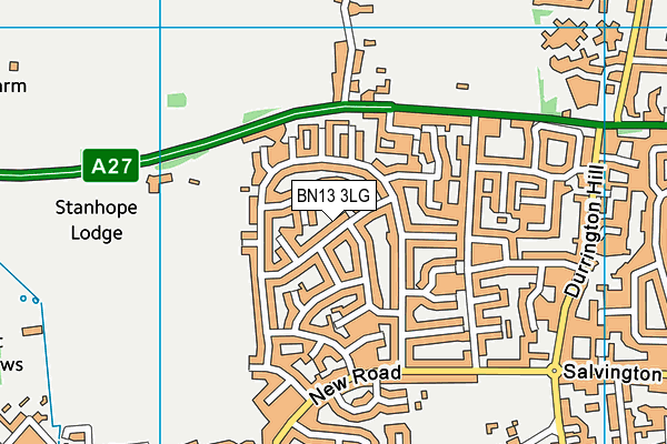 BN13 3LG map - OS VectorMap District (Ordnance Survey)