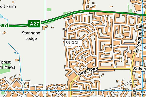 BN13 3LJ map - OS VectorMap District (Ordnance Survey)