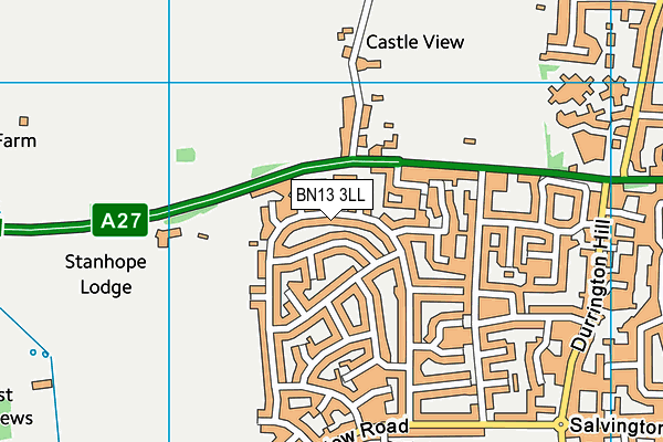 BN13 3LL map - OS VectorMap District (Ordnance Survey)