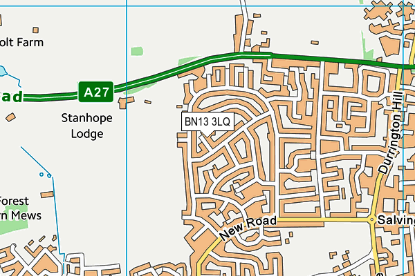 BN13 3LQ map - OS VectorMap District (Ordnance Survey)