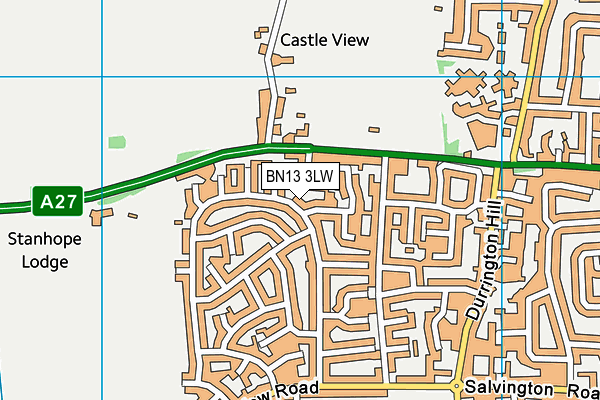 BN13 3LW map - OS VectorMap District (Ordnance Survey)