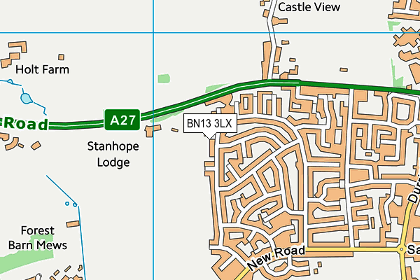 BN13 3LX map - OS VectorMap District (Ordnance Survey)