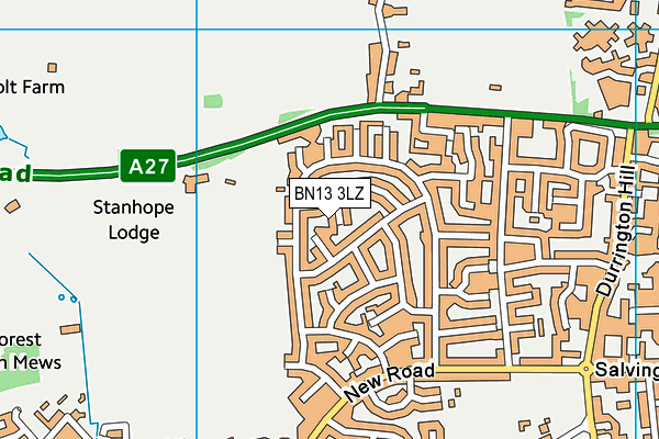 BN13 3LZ map - OS VectorMap District (Ordnance Survey)