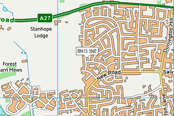 BN13 3NE map - OS VectorMap District (Ordnance Survey)