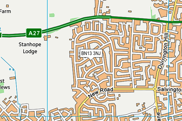 BN13 3NJ map - OS VectorMap District (Ordnance Survey)