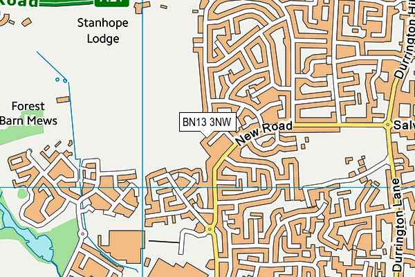 BN13 3NW map - OS VectorMap District (Ordnance Survey)