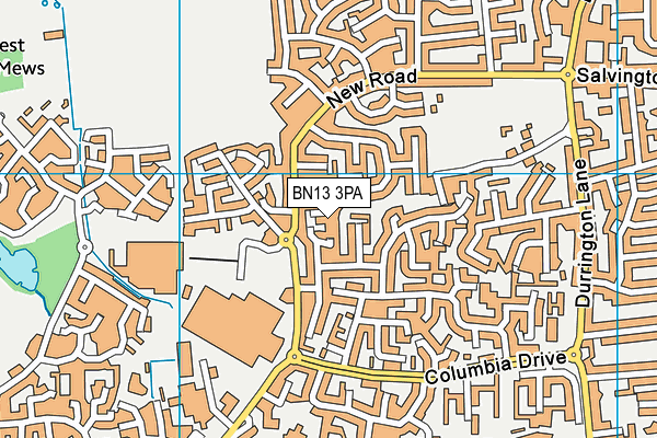 BN13 3PA map - OS VectorMap District (Ordnance Survey)