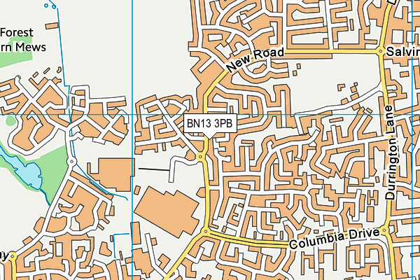 BN13 3PB map - OS VectorMap District (Ordnance Survey)