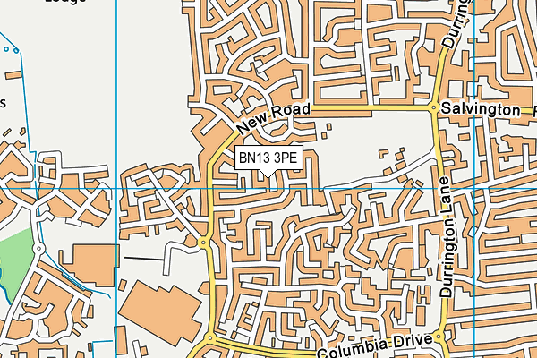 BN13 3PE map - OS VectorMap District (Ordnance Survey)