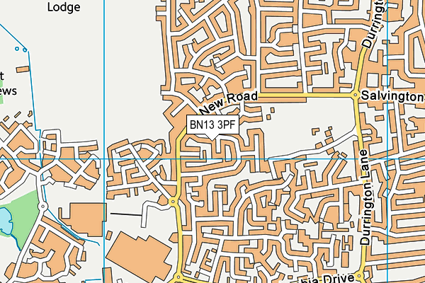 BN13 3PF map - OS VectorMap District (Ordnance Survey)