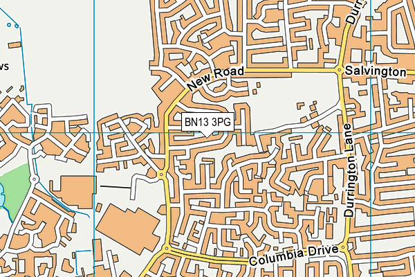 BN13 3PG map - OS VectorMap District (Ordnance Survey)