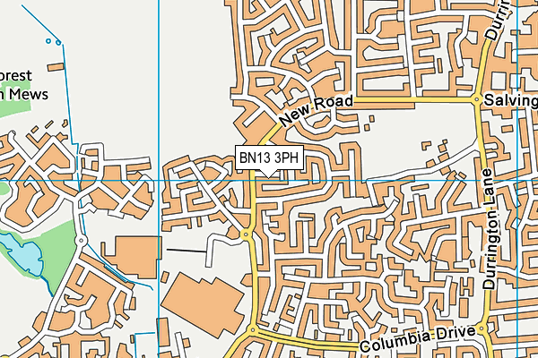 BN13 3PH map - OS VectorMap District (Ordnance Survey)