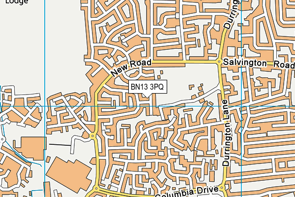 BN13 3PQ map - OS VectorMap District (Ordnance Survey)