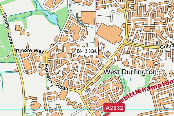 BN13 3QA map - OS VectorMap District (Ordnance Survey)