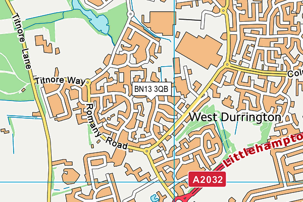 BN13 3QB map - OS VectorMap District (Ordnance Survey)