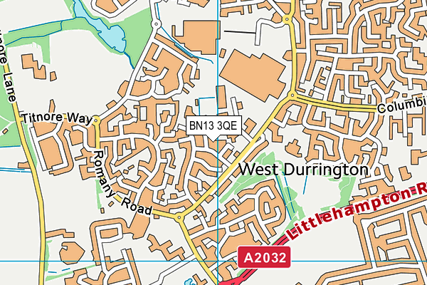 BN13 3QE map - OS VectorMap District (Ordnance Survey)