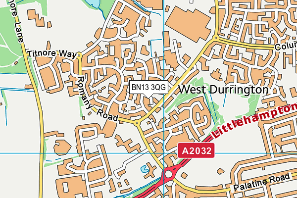 BN13 3QG map - OS VectorMap District (Ordnance Survey)
