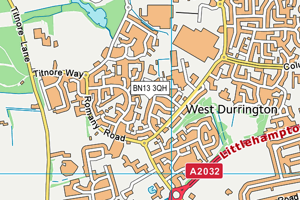 BN13 3QH map - OS VectorMap District (Ordnance Survey)