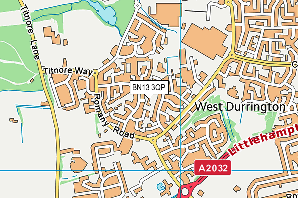 BN13 3QP map - OS VectorMap District (Ordnance Survey)