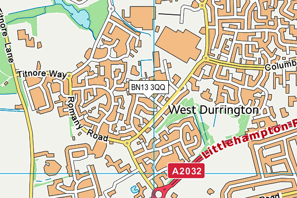 BN13 3QQ map - OS VectorMap District (Ordnance Survey)