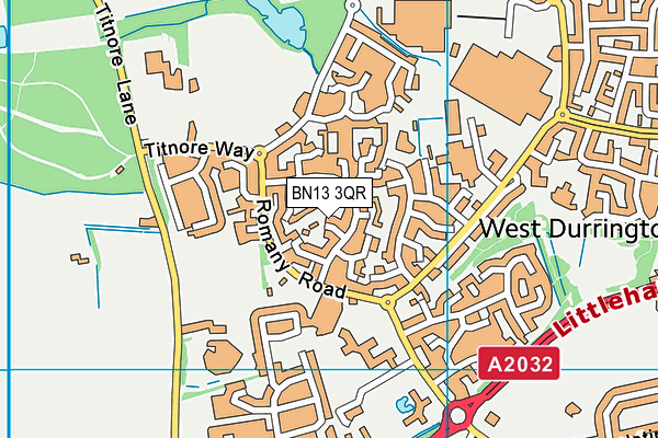 BN13 3QR map - OS VectorMap District (Ordnance Survey)