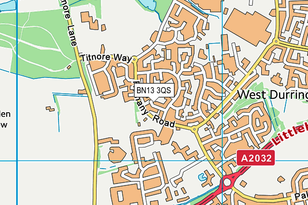 BN13 3QS map - OS VectorMap District (Ordnance Survey)