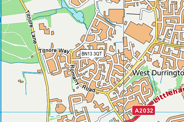 BN13 3QT map - OS VectorMap District (Ordnance Survey)
