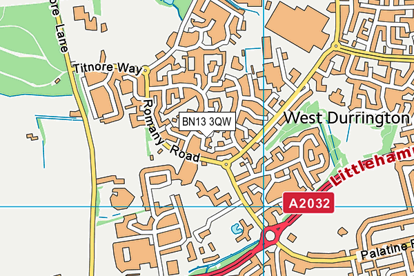 BN13 3QW map - OS VectorMap District (Ordnance Survey)
