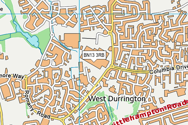 BN13 3RB map - OS VectorMap District (Ordnance Survey)