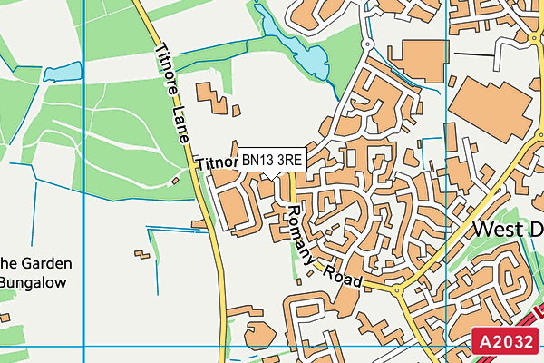 BN13 3RE map - OS VectorMap District (Ordnance Survey)