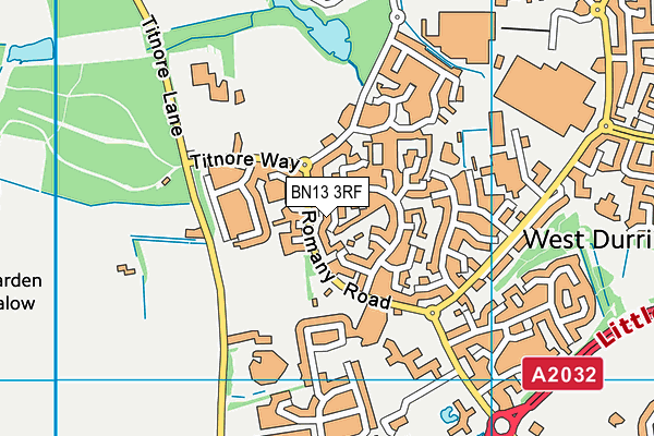 BN13 3RF map - OS VectorMap District (Ordnance Survey)