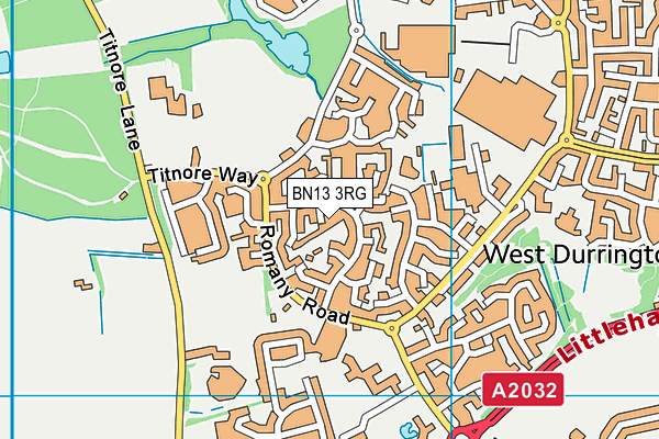 BN13 3RG map - OS VectorMap District (Ordnance Survey)