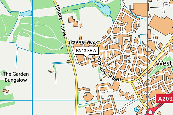BN13 3RW map - OS VectorMap District (Ordnance Survey)