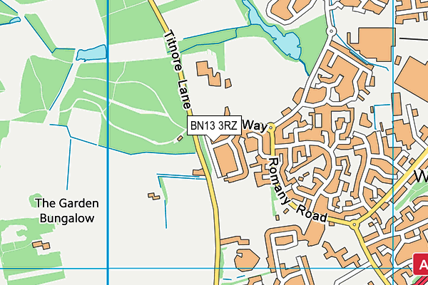 BN13 3RZ map - OS VectorMap District (Ordnance Survey)