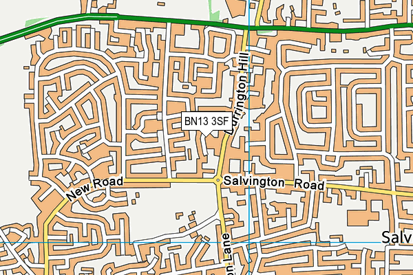 BN13 3SF map - OS VectorMap District (Ordnance Survey)