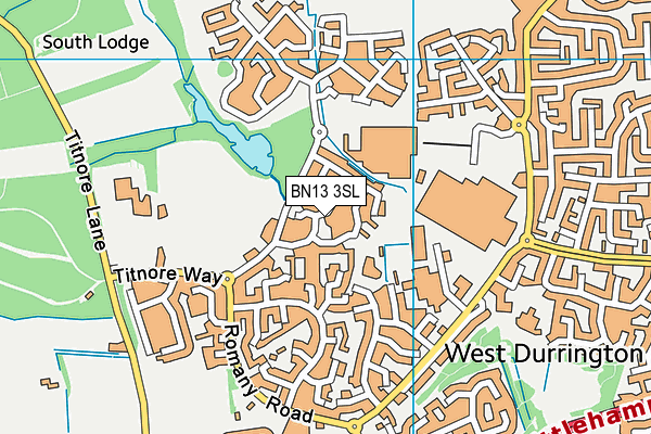 BN13 3SL map - OS VectorMap District (Ordnance Survey)