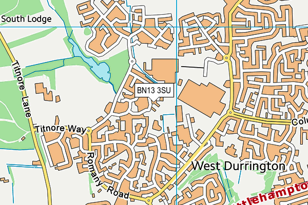 BN13 3SU map - OS VectorMap District (Ordnance Survey)