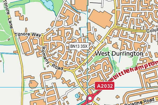 BN13 3SX map - OS VectorMap District (Ordnance Survey)