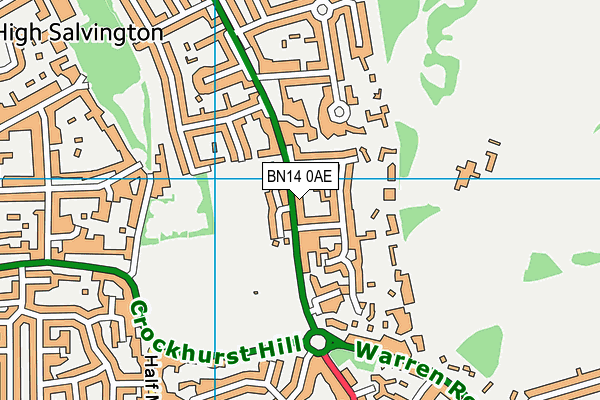 BN14 0AE map - OS VectorMap District (Ordnance Survey)