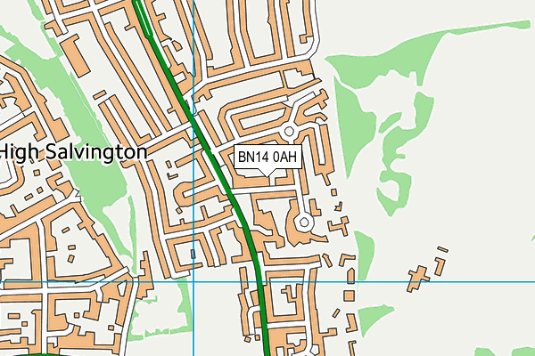 BN14 0AH map - OS VectorMap District (Ordnance Survey)
