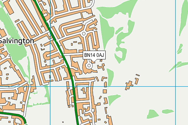BN14 0AJ map - OS VectorMap District (Ordnance Survey)