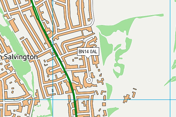 BN14 0AL map - OS VectorMap District (Ordnance Survey)