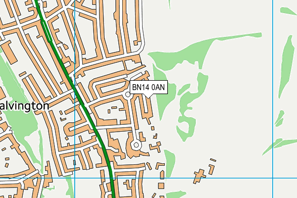 BN14 0AN map - OS VectorMap District (Ordnance Survey)