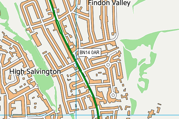 BN14 0AR map - OS VectorMap District (Ordnance Survey)