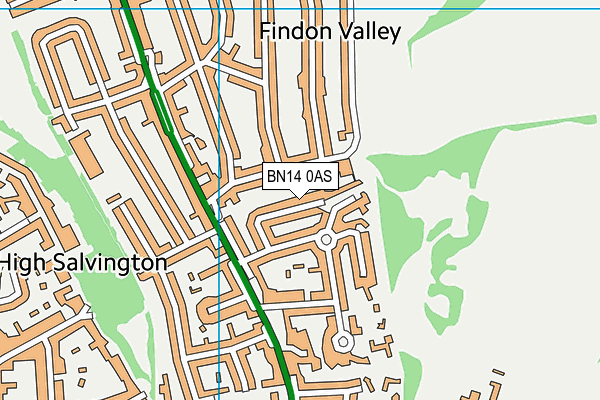 BN14 0AS map - OS VectorMap District (Ordnance Survey)