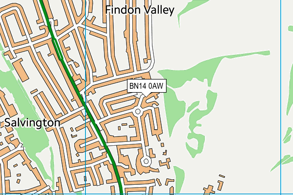 BN14 0AW map - OS VectorMap District (Ordnance Survey)