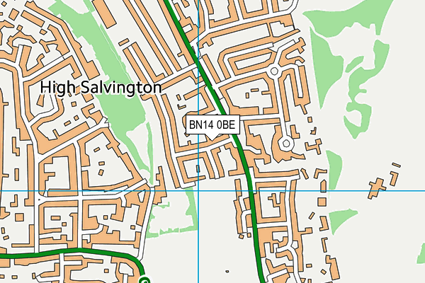 BN14 0BE map - OS VectorMap District (Ordnance Survey)